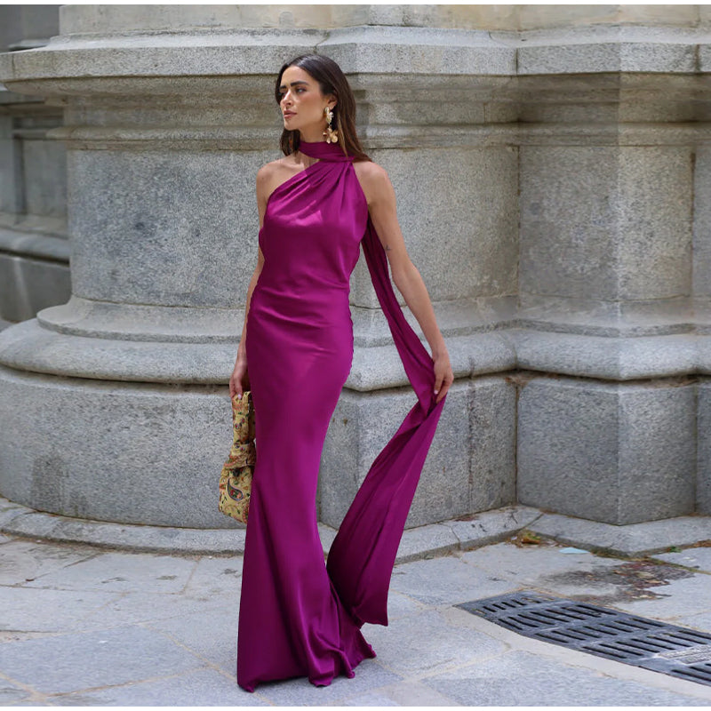 Abito Lungo Vestito Rosa Satinato VESTITO MIDI SATINATO CUT OUT