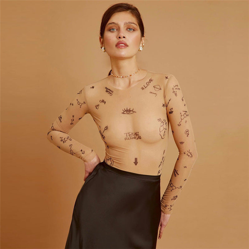 BODY IN TULLE STAMPATO