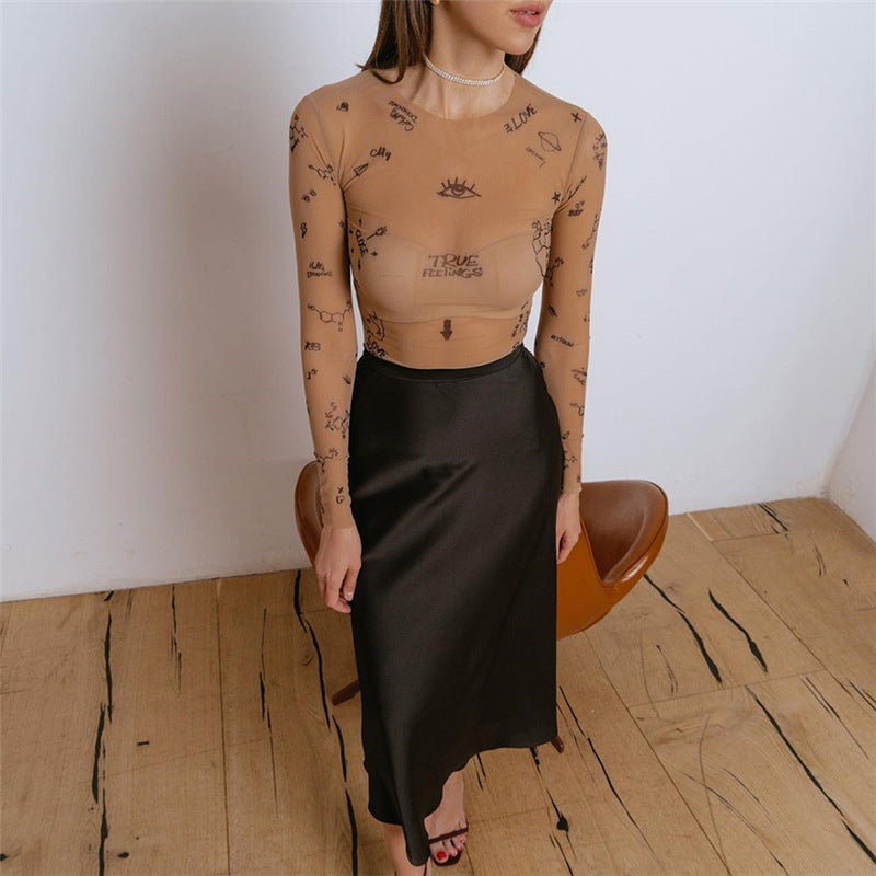 BODY IN TULLE STAMPATO