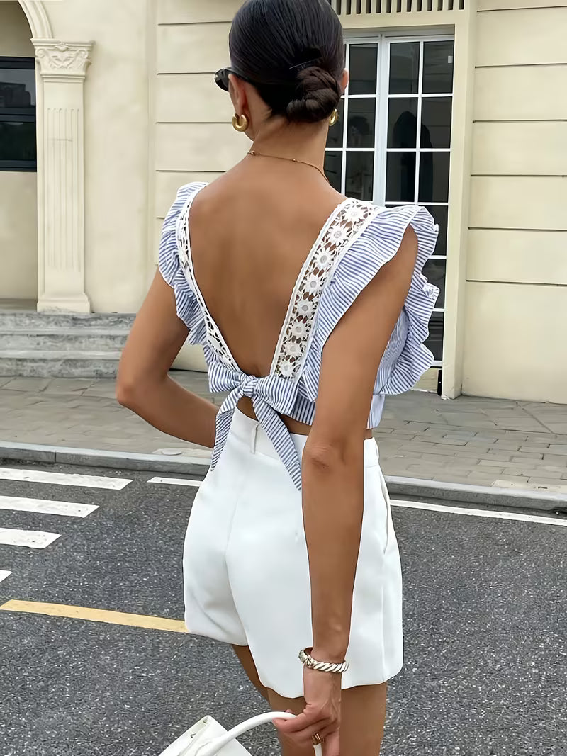 TOP A RIGHE CON PIZZO