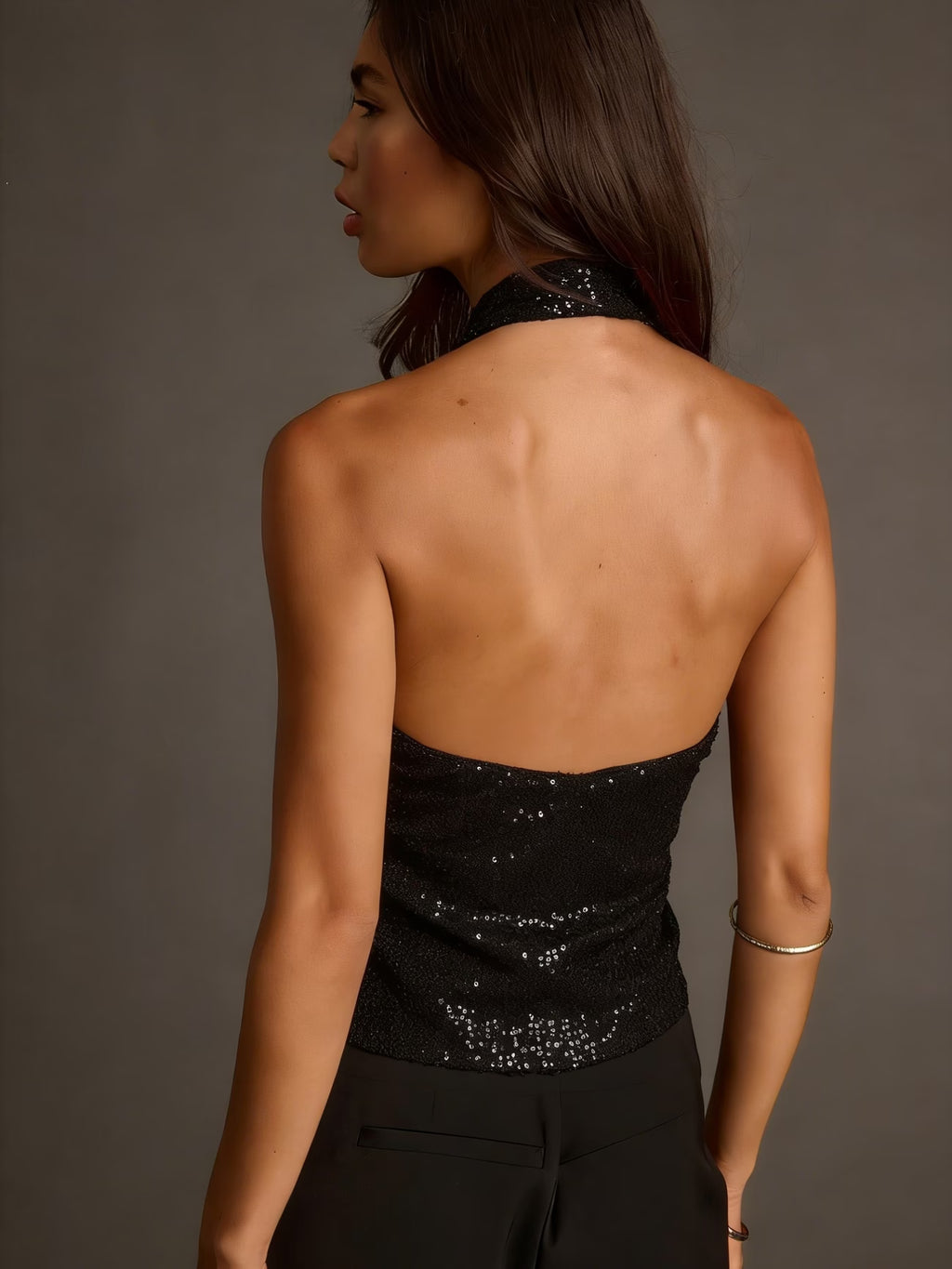 TOP PAILLETTES INCROCIATO