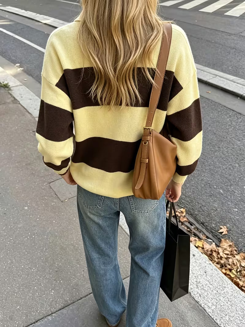 MAGLIA A RIGHE CON COLLETTO