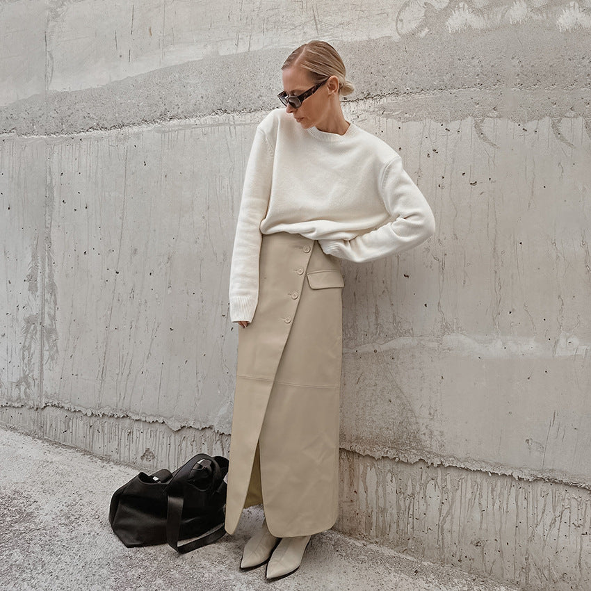 LONG ECO-LEATHER SKIRT