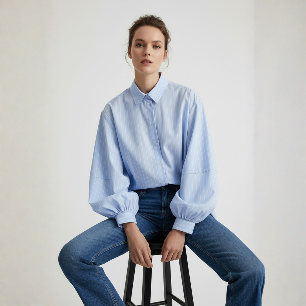 CAMICIA A RIGHE MANICHE BALLOON