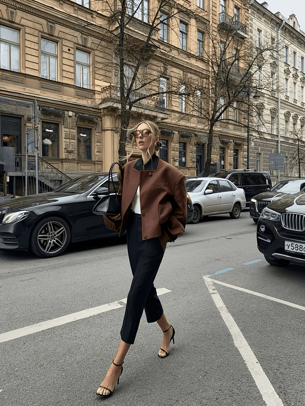 GIACCA OVERSIZE IN TWEED MARRONE