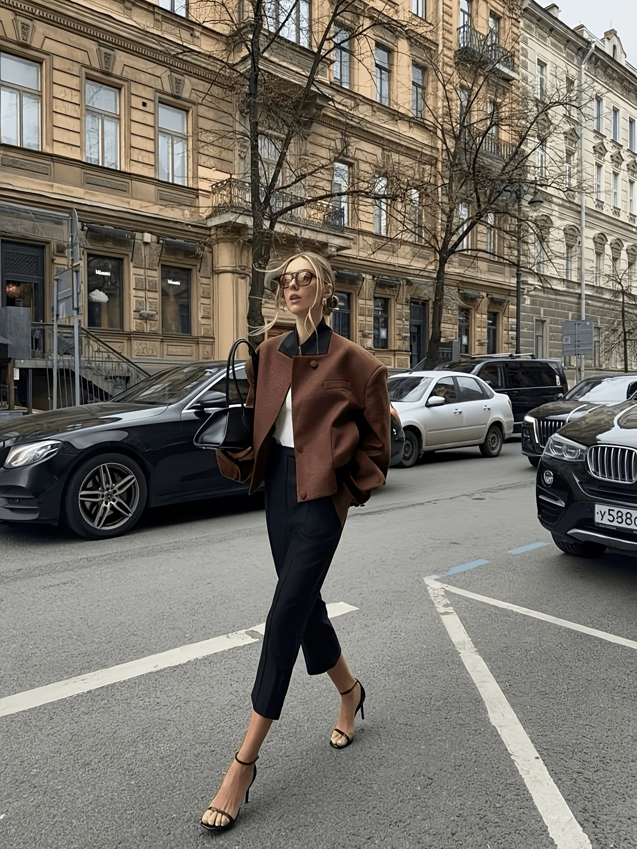 GIACCA OVERSIZE IN TWEED MARRONE