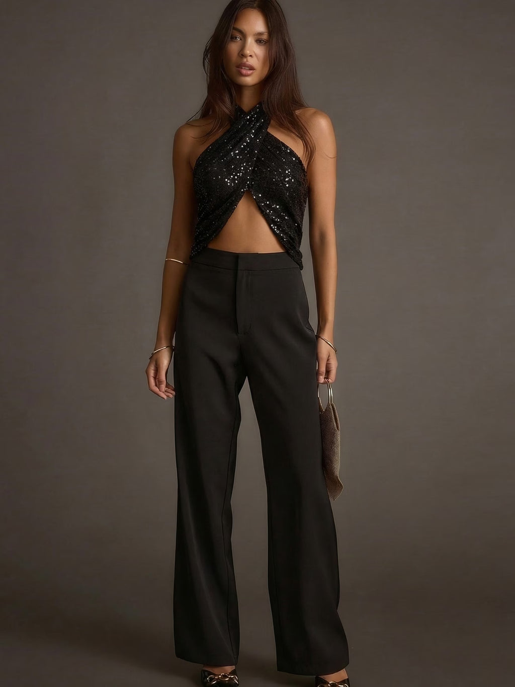 TOP PAILLETTES INCROCIATO