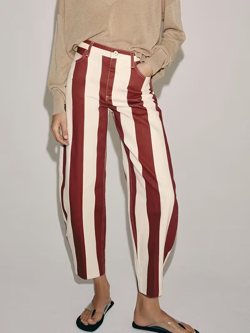 PANTALONI BARREL A RIGHE VERTICALI