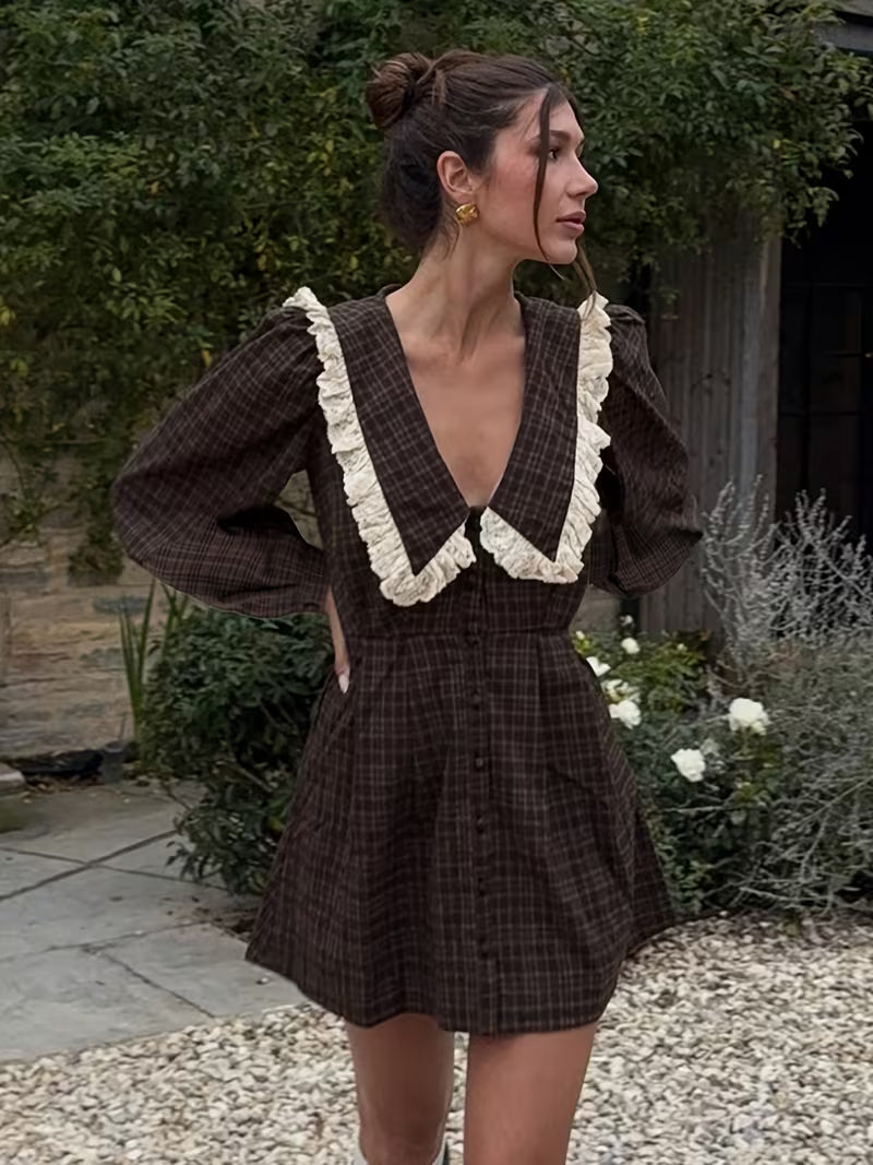 VESTITO SCACCHI MAXI COLLETTO