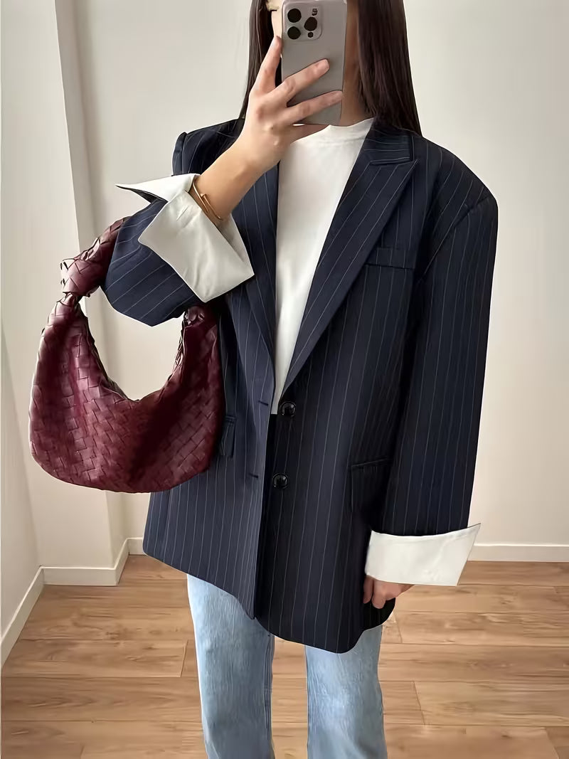 BLAZER OVER BLU GESSATO