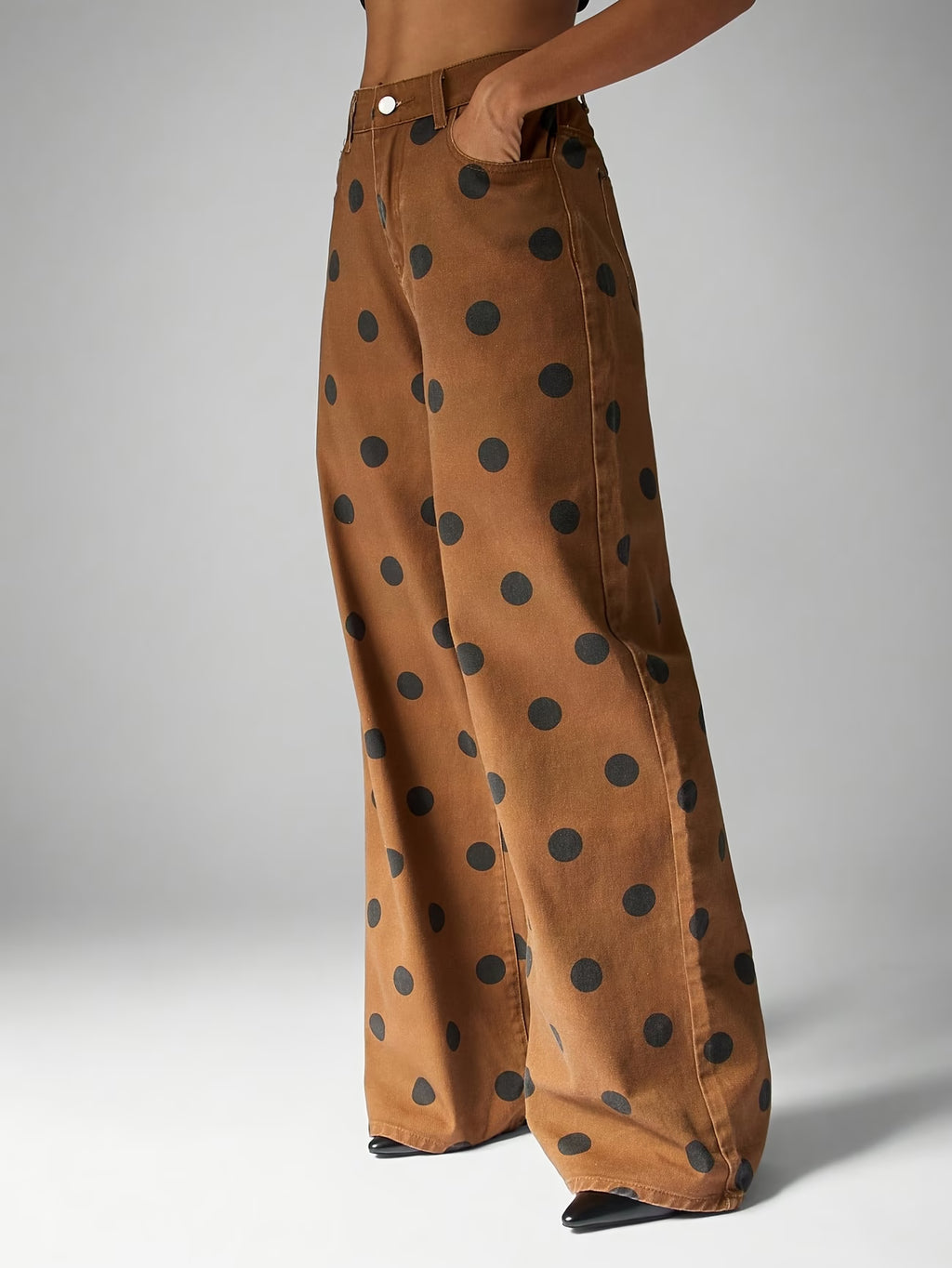 PANTALONI DENIM A POIS