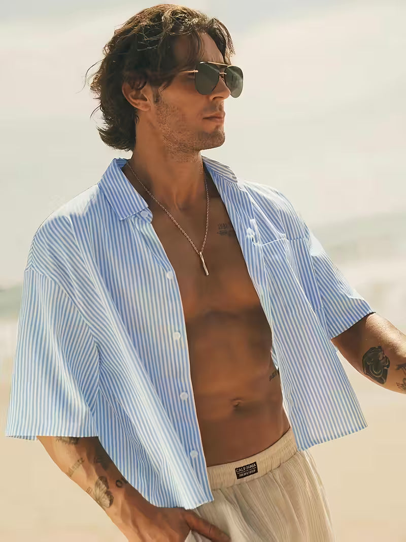 CAMICIA CORTA A RIGHE