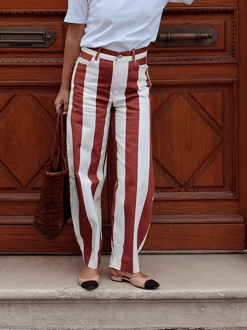 PANTALONI BARREL A RIGHE VERTICALI