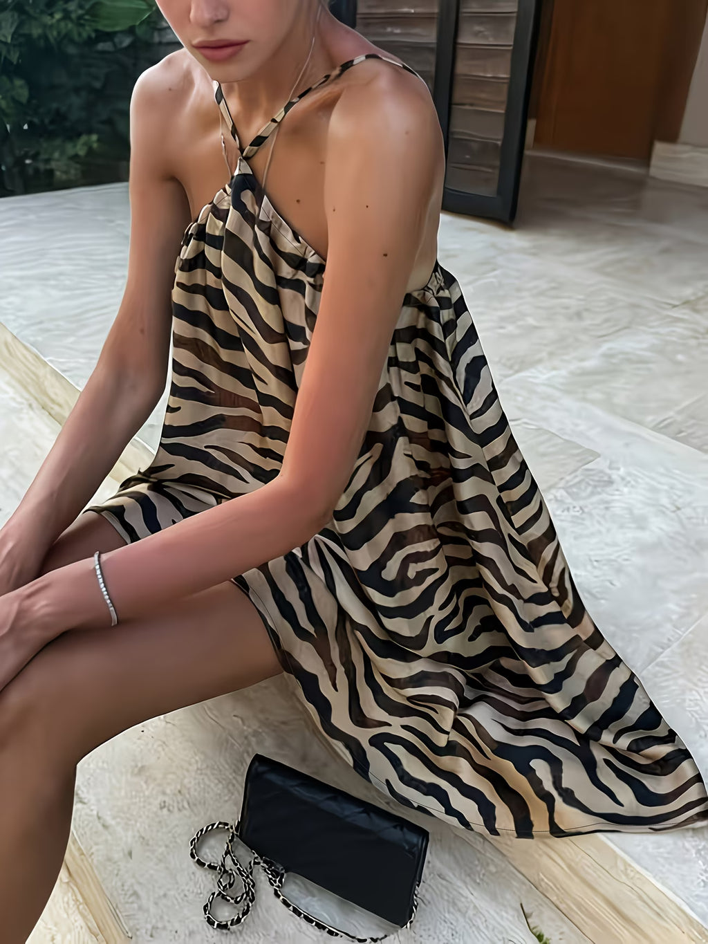 VESTITO HALTER ZEBRATO