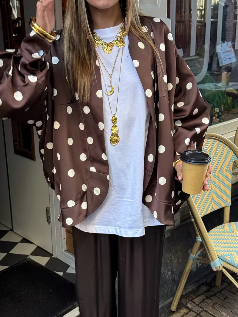 GIACCA KIMONO IN RASO A POIS