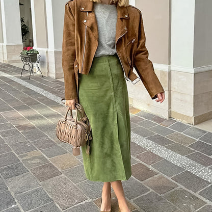 SUEDE MIDI SKIRT