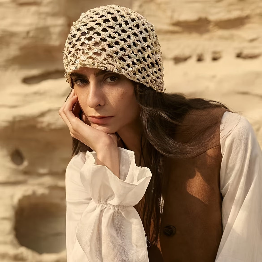 CUFFIETTA CROCHET CON PAILLETTES