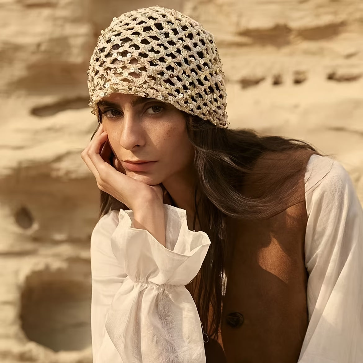 CUFFIETTA CROCHET CON PAILLETTES