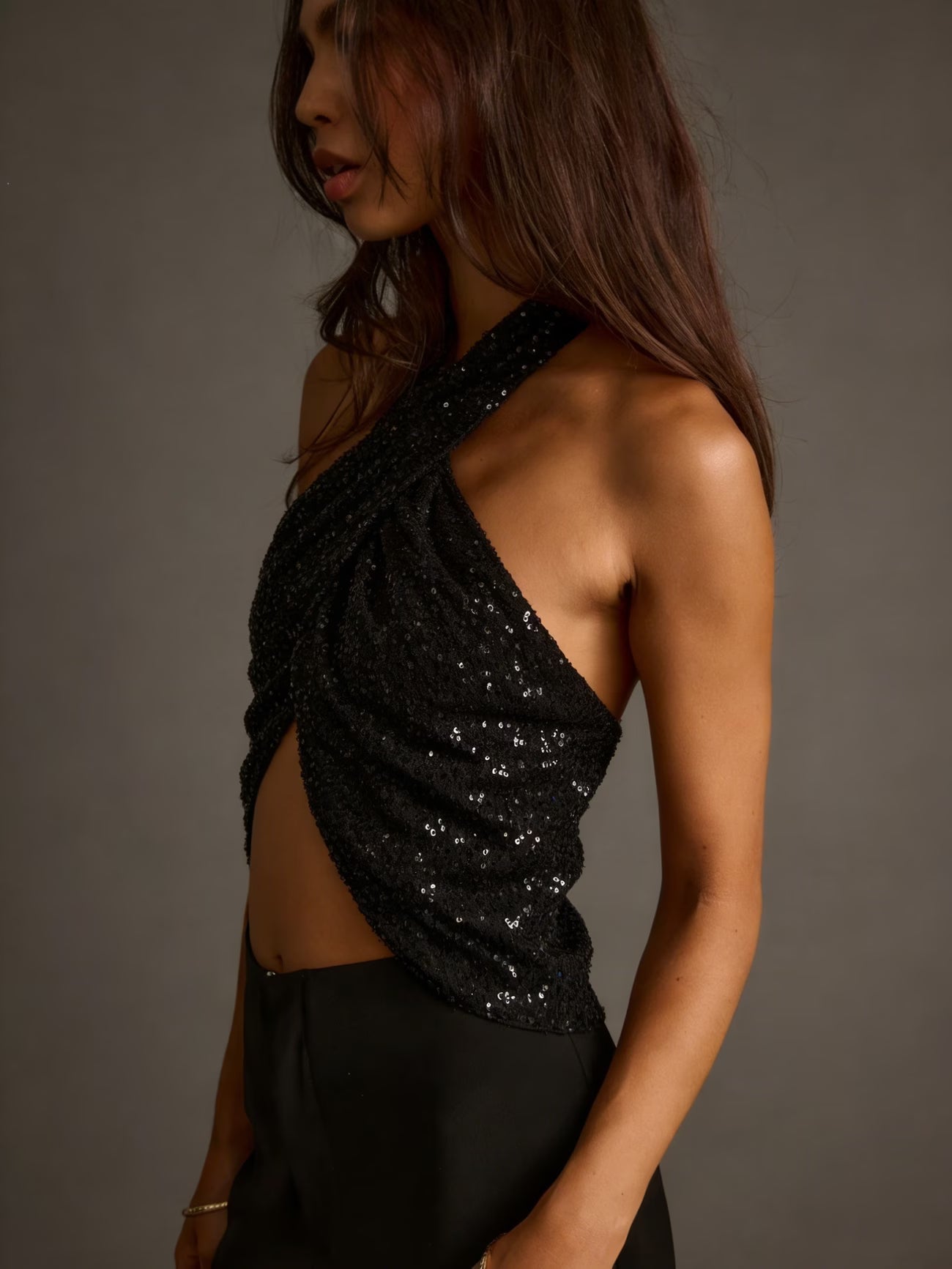 TOP PAILLETTES INCROCIATO