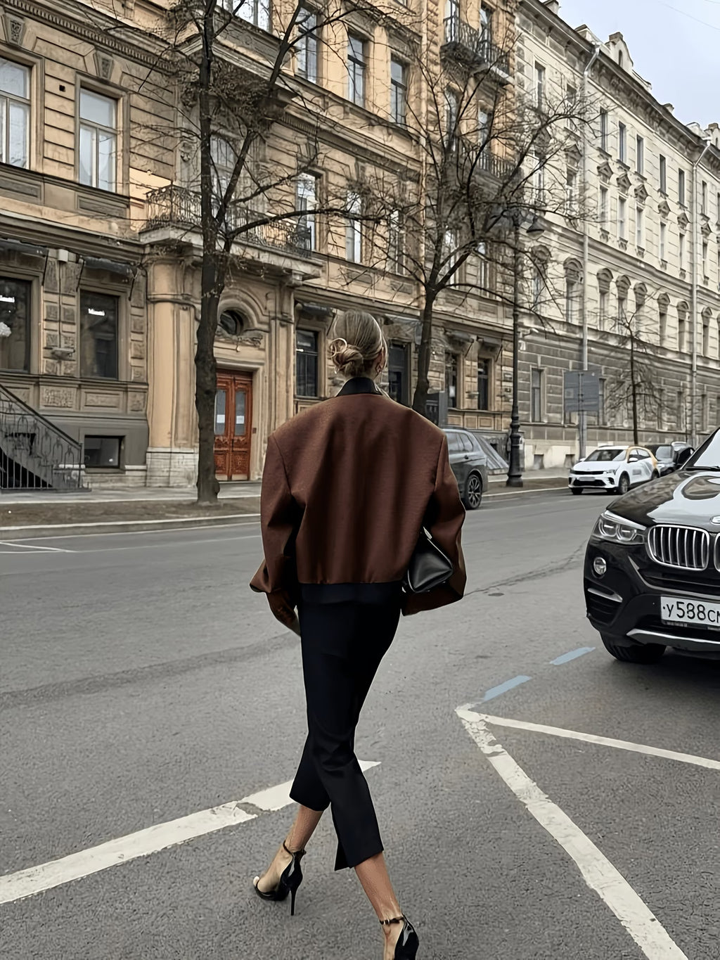 GIACCA OVERSIZE IN TWEED MARRONE