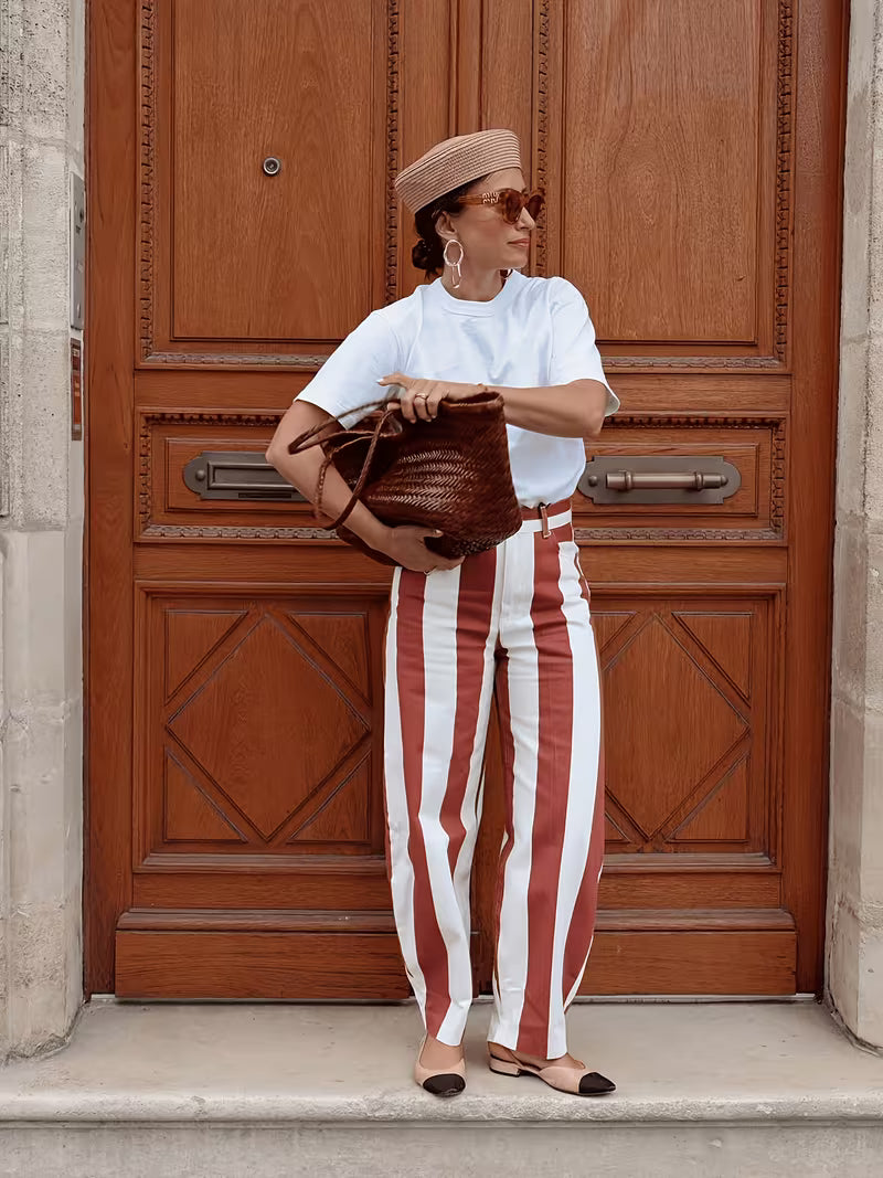 PANTALONI BARREL A RIGHE VERTICALI