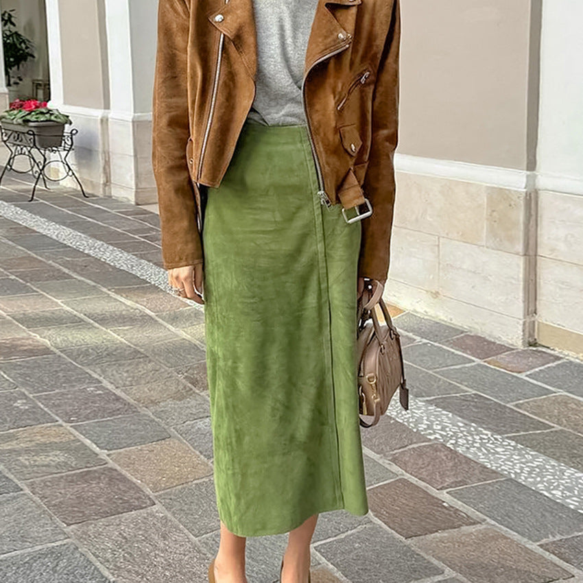 SUEDE MIDI SKIRT