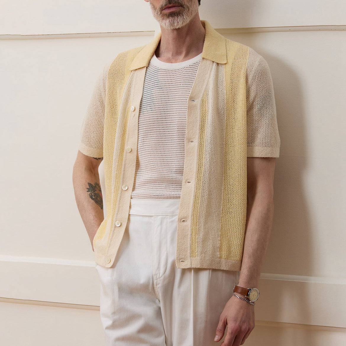 CAMICIA A MANICHE CORTE IN MAGLIA