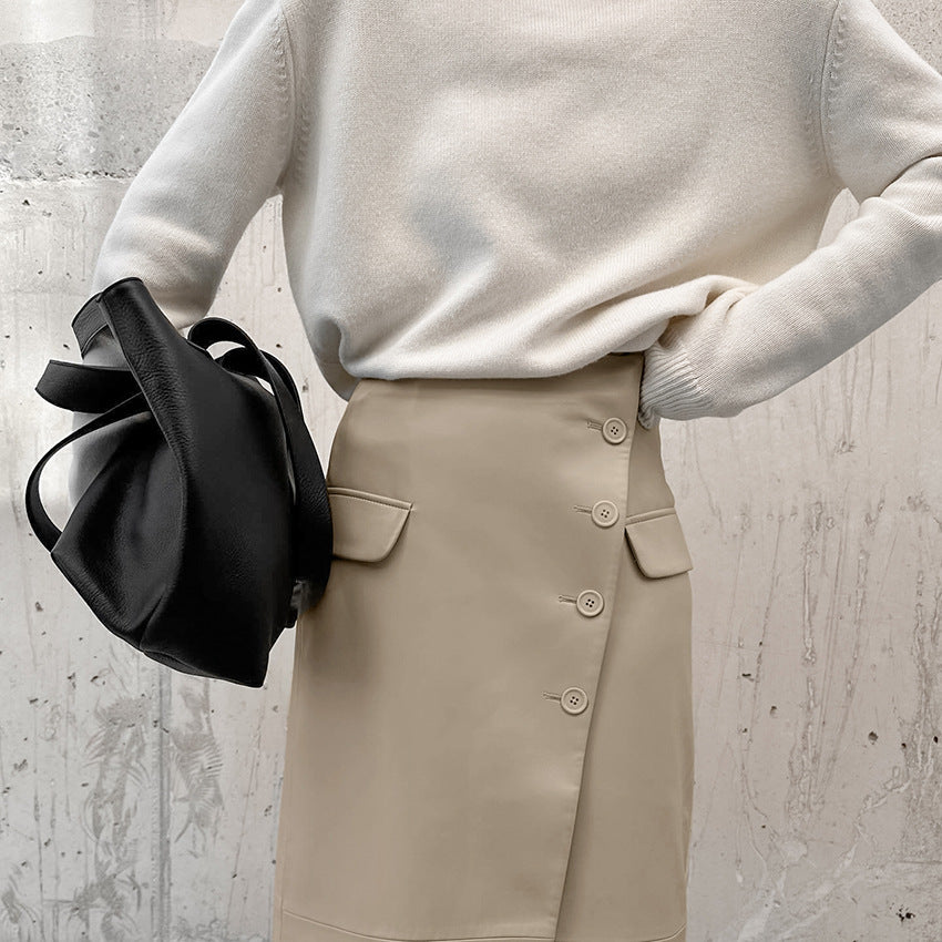 LONG ECO-LEATHER SKIRT