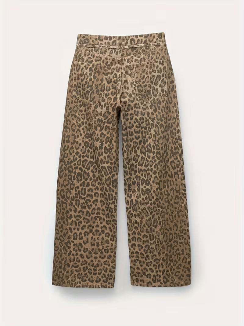 PANTALONI IN DENIM ANIMALIER