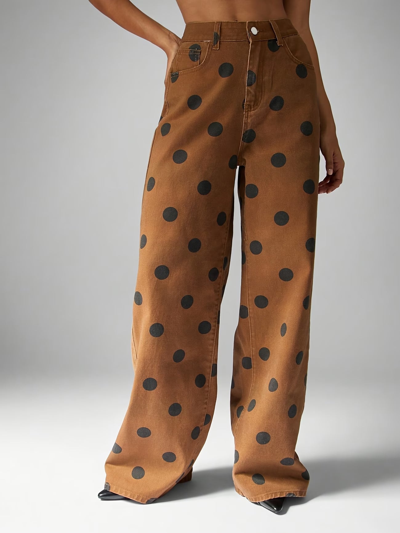 PANTALONI DENIM A POIS