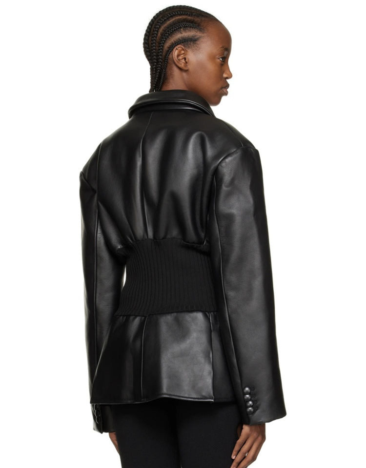 ECO-LEATHER CORSET BLAZER