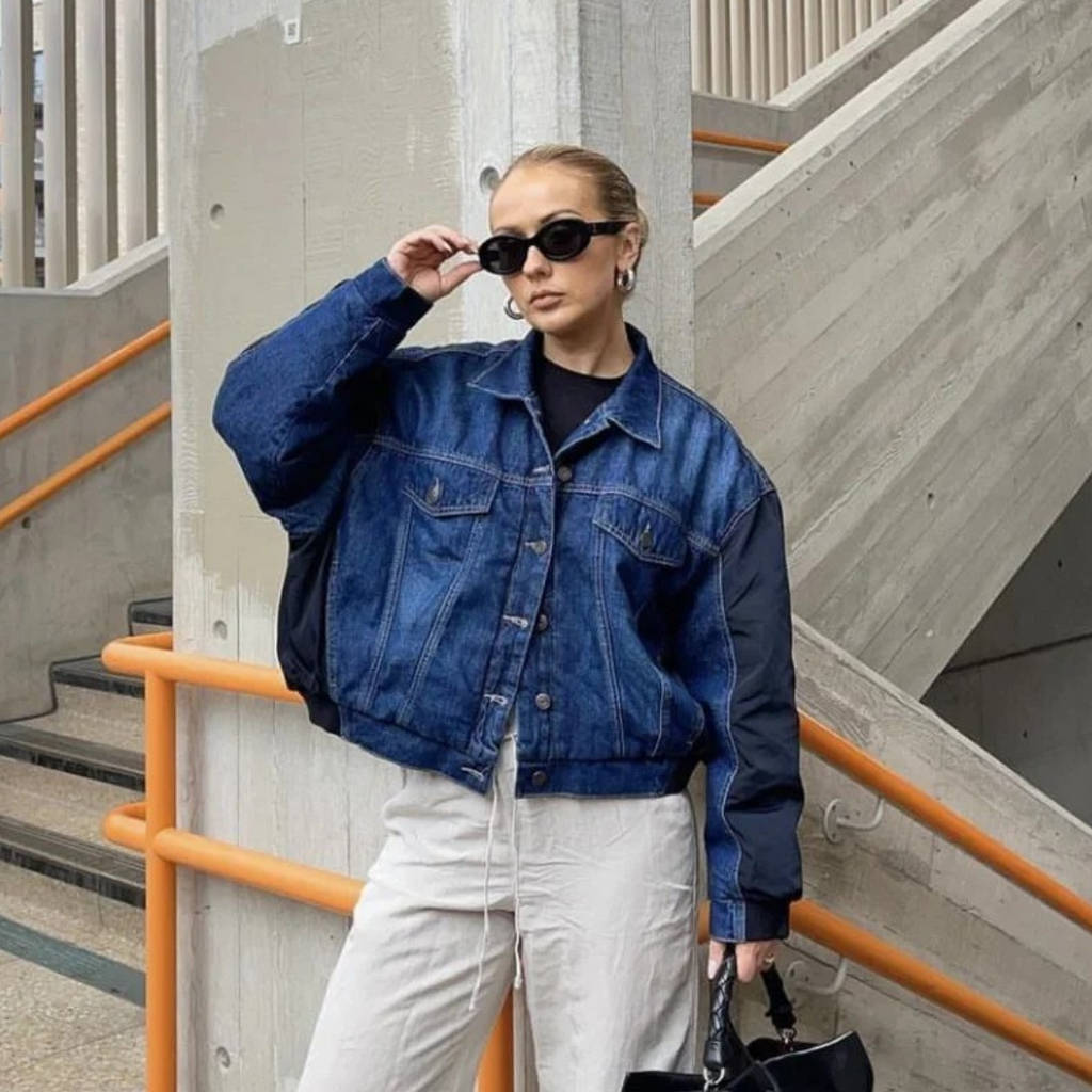 BOMBER DENIM E NYLON