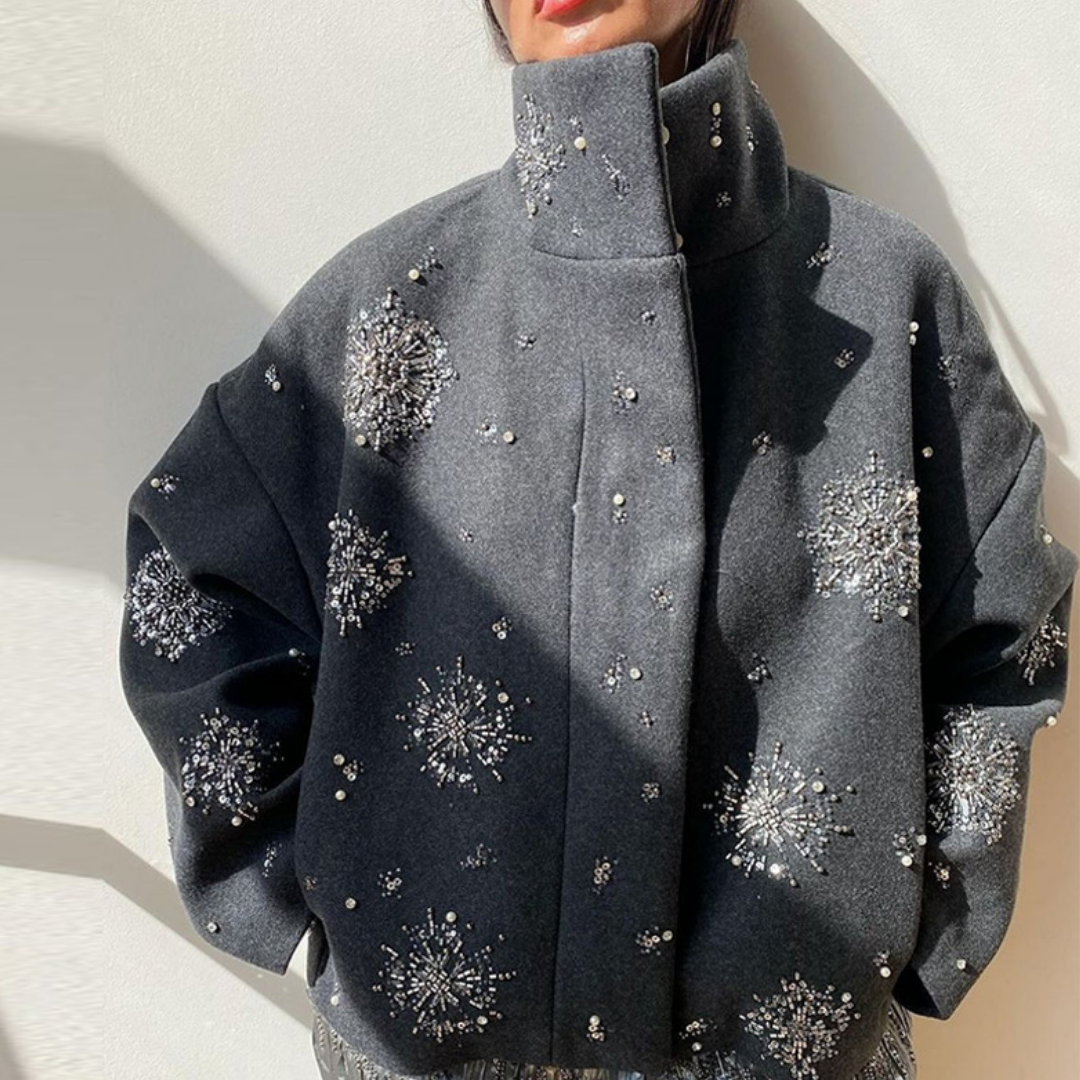 GIACCA IN PANNO CON PERLINE