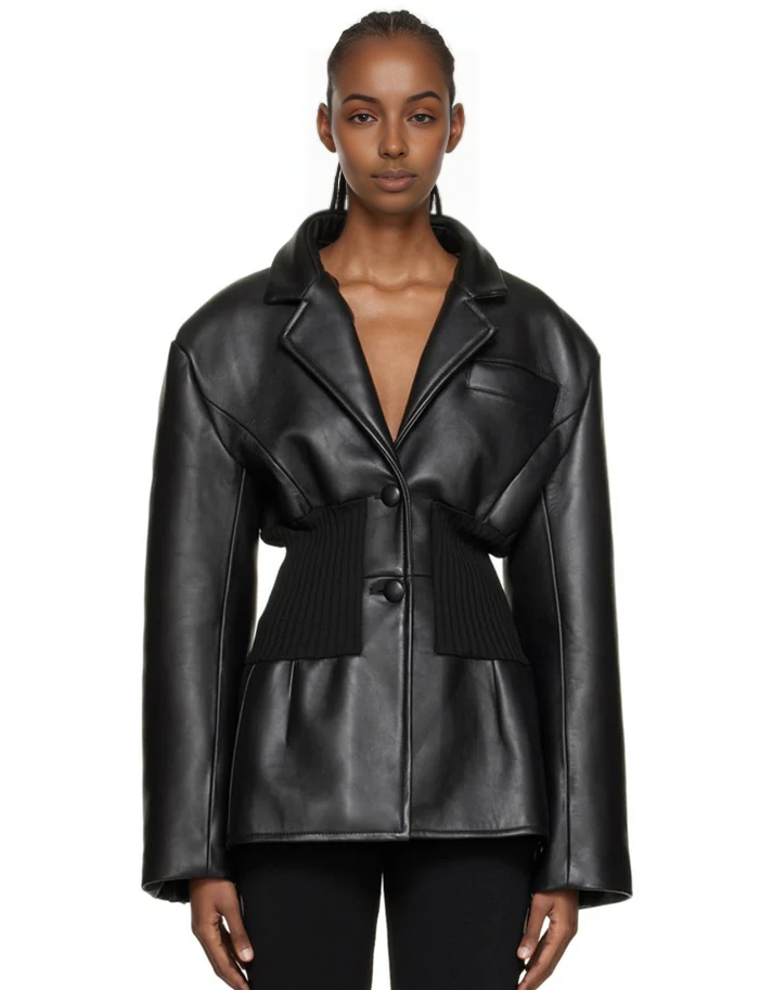 ECO-LEATHER CORSET BLAZER