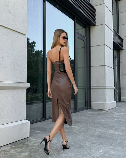 VESTITO TUBINO IN ECOPELLE
