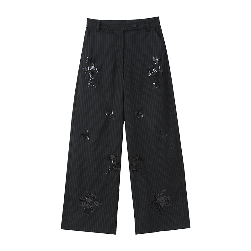 PANTALONE GESSATO CON PAILLETTES