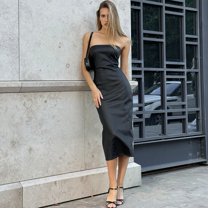 VESTITO TUBINO IN ECOPELLE