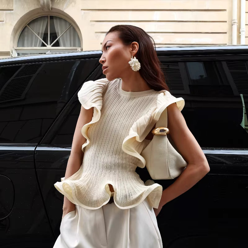 TOP IN MAGLIA CON VOLANT