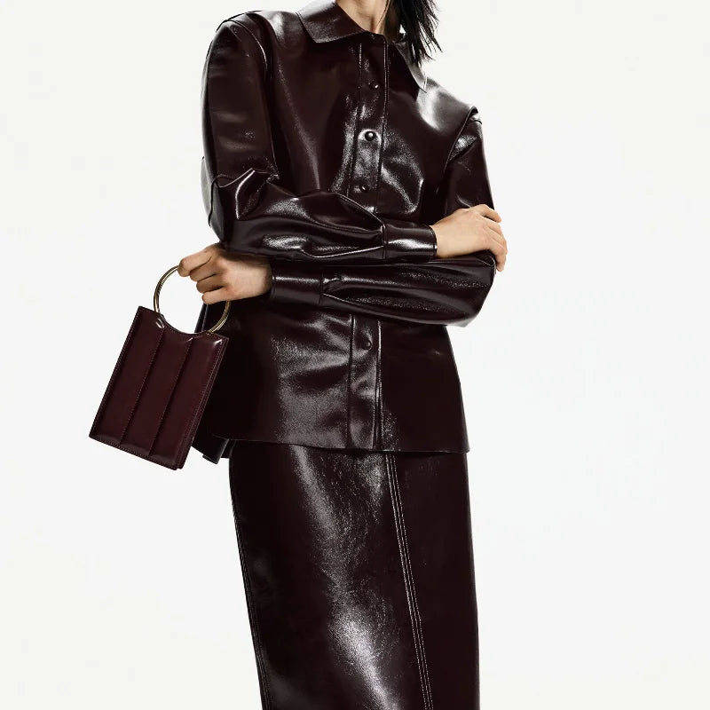 CAMICIA IN ECOPELLE LUCIDA