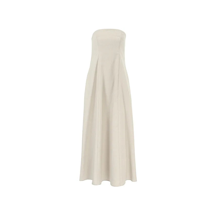 VESTITO A FASCIA MISTO LINO