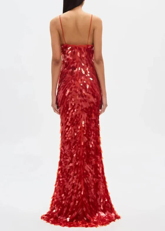 VESTITO LUNGO MACRO PAILLETTES