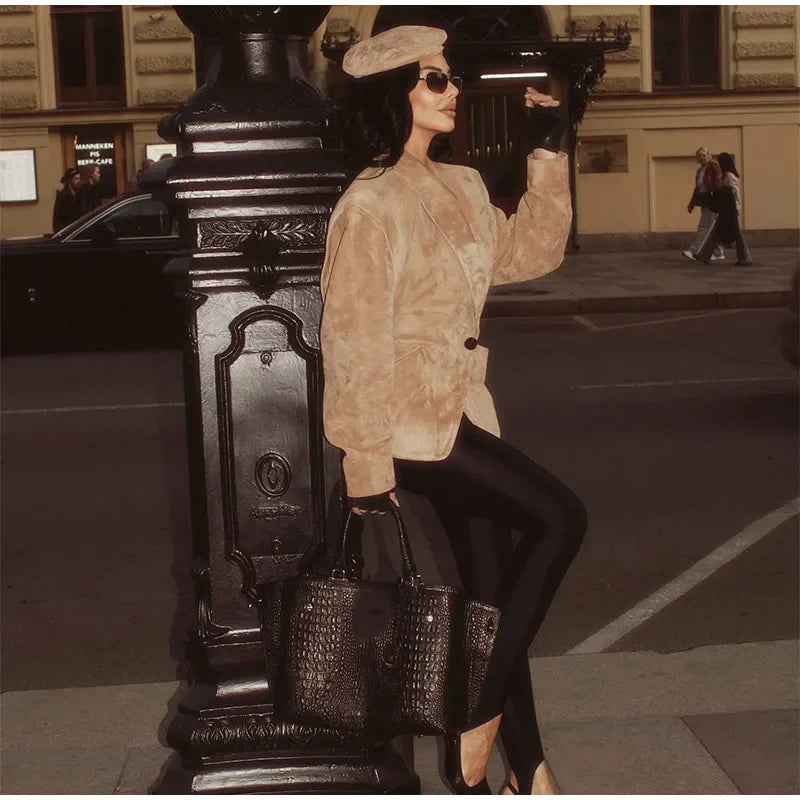 BLAZER IN ECOPELLE SCAMOSCIATA