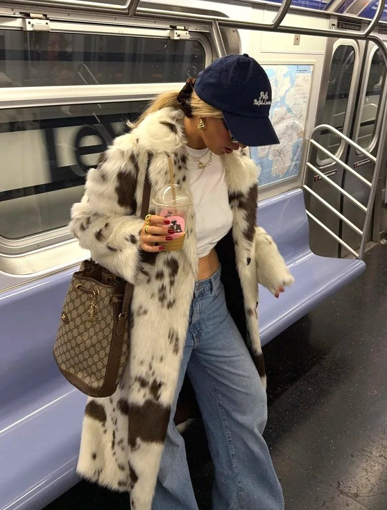 CAPPOTTO IN ECOPELLICCIA COW