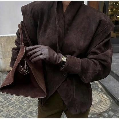 BLAZER IN ECOPELLE SCAMOSCIATA