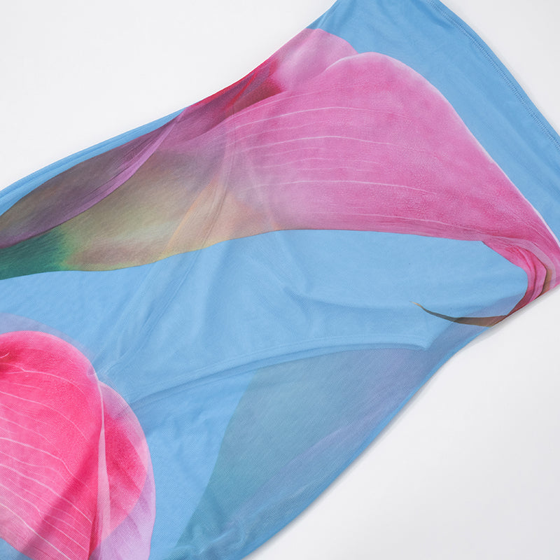 VESTITO LUNGO TULLE STAMPATO