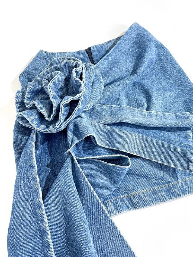 FLOWER DENIM SKIRT