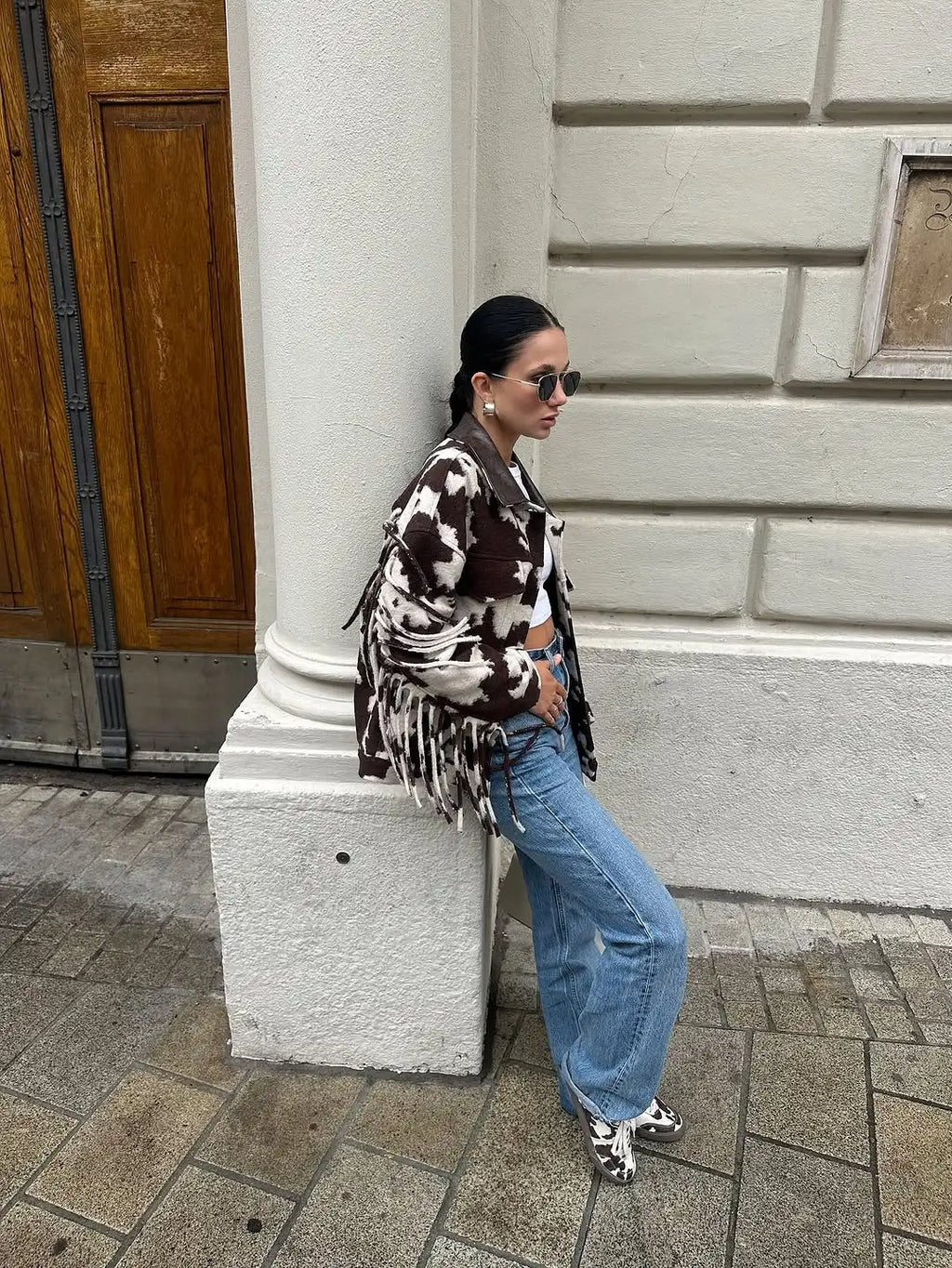 GIUBBINO STAMPA COW CON FRANGE