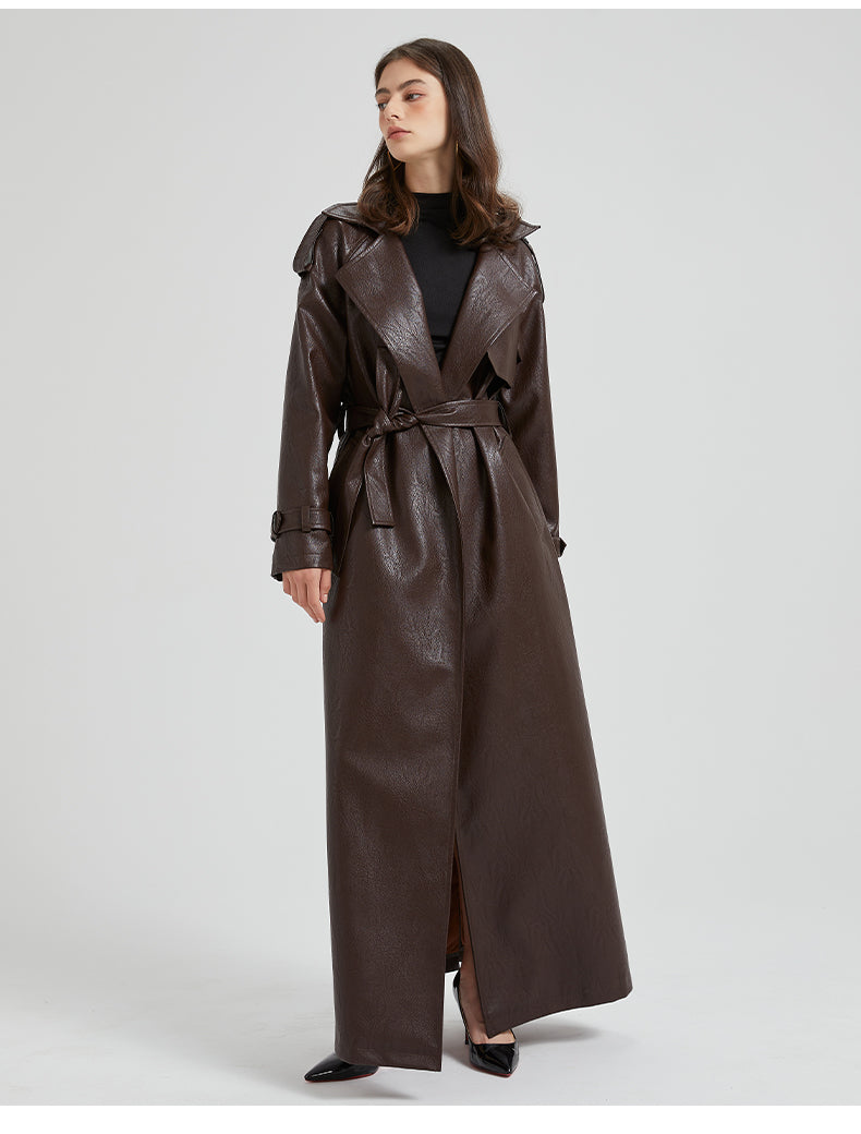 LONG ECO-LEATHER TRENCH