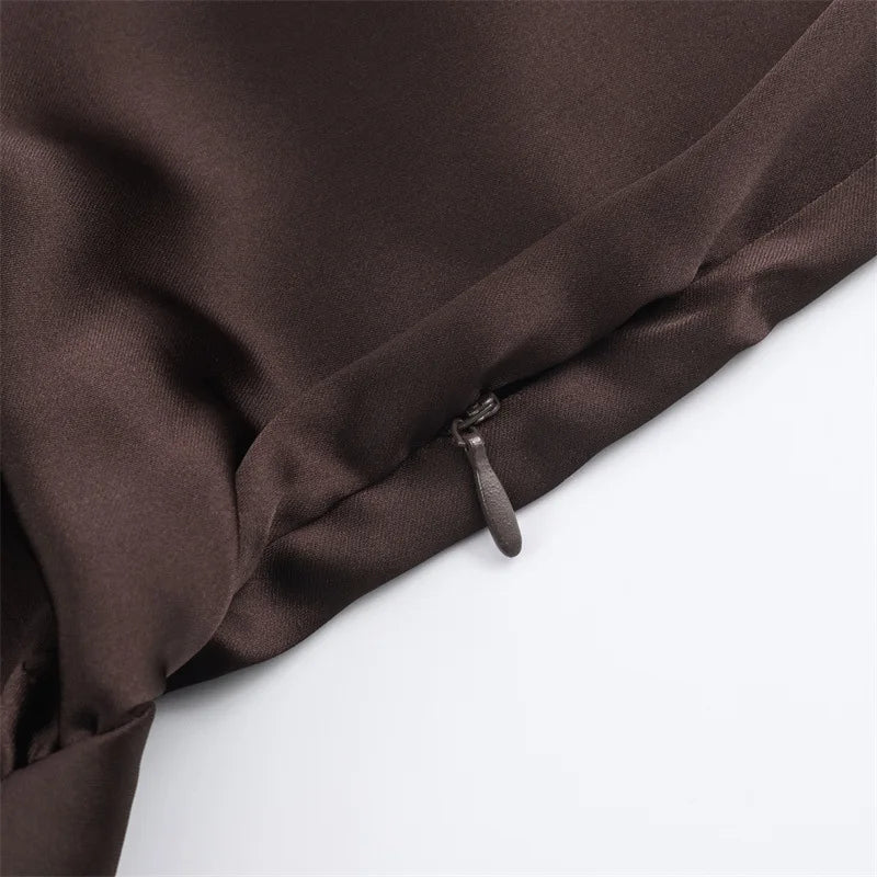 VESTITO SATINATO MARRONE