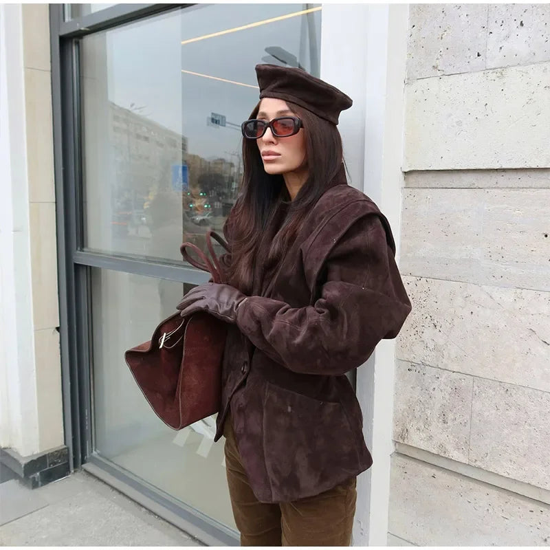 BLAZER IN ECOPELLE SCAMOSCIATA